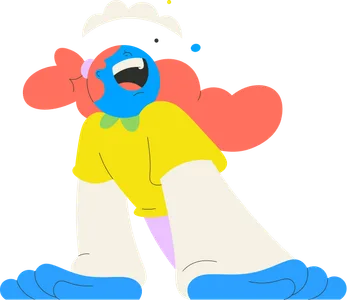 Illustrated character laughing with joy